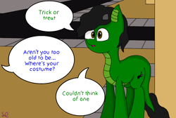 Size: 1280x859 | Tagged: safe, artist:sketchlines, oc, oc only, dracony, hybrid, halloween, happy halloween, holiday, no costume