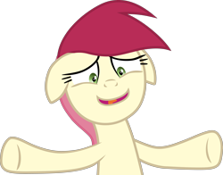 Size: 6200x4869 | Tagged: safe, artist:frownfactory, roseluck, earth pony, pony, it isn't the mane thing about you, .svg available, female, floppy ears, green eyes, mare, multicolored mane, red mane, simple background, smiling, solo, svg, transparent background, vector