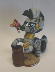 Size: 457x603 | Tagged: safe, artist:ubrosis, zecora, zebra, flower, flower in mouth, heart's desire, mouth hold, sculpture, solo, traditional art