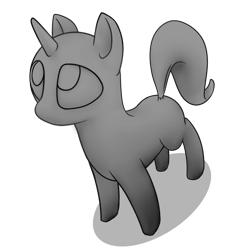 Size: 1080x1080 | Tagged: safe, artist:adobewtf, oc, oc only, pony, unicorn, cute, generic pony, grayscale, horn, lidded eyes, looking up, monochrome, shadow, simple background, solo, transparent background, unicorn oc