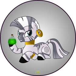 Size: 5000x5000 | Tagged: safe, artist:lakword, zecora, zebra, absurd resolution, female, happy, holding, lying down, mare, potion, simple background, smiling, solo, transparent background