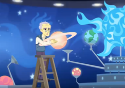 Size: 818x574 | Tagged: safe, screencap, better together, equestria girls, star crossed, astronomy, background human, blue giant, cosmology, earth, north america, planet, planetarium, solar system, south america, sun, this will end in tears