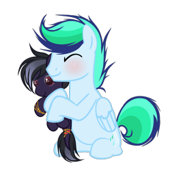 Size: 1726x1733 | Tagged: safe, artist:velveagicsentryyt, oc, oc only, oc:crystalis, oc:skyburst, pegasus, pony, base used, female, male, offspring, offspring shipping, parent:rainbow dash, parent:soarin', parents:soarindash, plushie, shipping, simple background, stallion, straight, transparent background