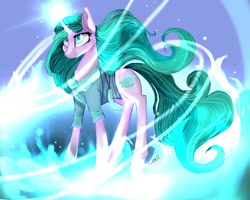 Size: 1002x800 | Tagged: safe, artist:lunarcatherine, mistmane, pony, fire, glowing horn, magic, solo