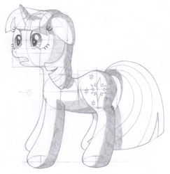 Size: 1344x1382 | Tagged: safe, artist:aafh, twilight sparkle, pony, unicorn, monochrome, solo, traditional art