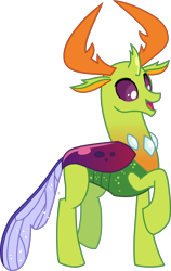 Size: 4005x6335 | Tagged: safe, artist:hendro107, thorax, changedling, changeling, triple threat, .svg available, absurd resolution, changeling king, happy, king thorax, open mouth, raised hoof, simple background, smiling, solo, transparent background, vector