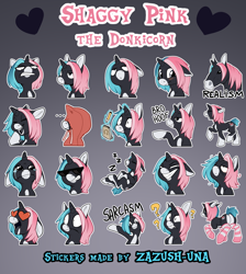 Size: 1280x1431 | Tagged: safe, artist:hattiezazu, derpibooru import, oc, oc only, oc:shaggypink, pony, unicorn, clothes, socks, solo, sticker, striped socks, telegram sticker