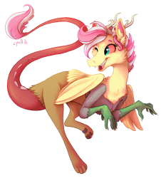 Size: 1020x1128 | Tagged: safe, artist:c-puff, oc, oc:europa (draconequus), draconequus, hybrid, cute, interspecies offspring, offspring, parent:discord, parent:fluttershy, parents:discoshy, solo