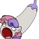 Size: 128x128 | Tagged: safe, derpibooru import, sweetie belle, aaaaaaaaaa, eggplant, exploitable meme, food, meme, new meme, old meme, simple background, sweetie derelle, transparent background