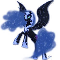 Size: 800x800 | Tagged: safe, artist:themoonfall, derpibooru import, nightmare moon, alicorn, female, mare, rearing, simple background, solo, transparent background