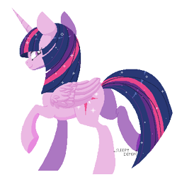 Size: 400x400 | Tagged: safe, artist:sleepydemonmonster, twilight sparkle, twilight sparkle (alicorn), alicorn, pony, pixel art, simple background, transparent background