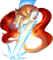 Size: 907x1032 | Tagged: safe, artist:dogi-crimson, oc, oc only, oc:ark bolt, cyborg, earth pony, pony, ear piercing, earring, jewelry, jumping, large cutie mark, long mane, male, piercing