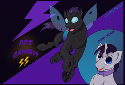 Size: 1280x875 | Tagged: safe, artist:digoraccoon, oc, oc only, oc:ace gambit, changeling, pony, disguise, disguised changeling