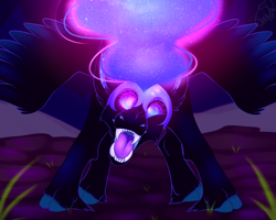 Size: 1024x819 | Tagged: safe, artist:slushshe, nightmare moon, alicorn, pony, armor, can't decide, creepy, cute, female, glowing eyes, mare, nightmare fuel, open mouth, solo