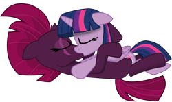 Size: 6067x3622 | Tagged: safe, artist:ejlightning007arts, derpibooru import, tempest shadow, twilight sparkle, twilight sparkle (alicorn), alicorn, my little pony: the movie, female, kissing, lesbian, shipping, simple background, tempestlight, transparent background