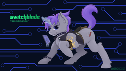 Size: 2560x1440 | Tagged: safe, artist:digoraccoon, oc, oc only, oc:switchblade, pony, solo