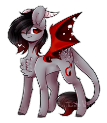 Size: 745x853 | Tagged: safe, artist:twinkepaint, oc, oc only, oc:scarlet spectrum, dracony, hybrid, female, leonine tail, one eye closed, simple background, solo, transparent background, unshorn fetlocks, wink