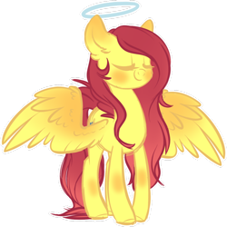 Size: 1024x1023 | Tagged: safe, artist:kellythedrawinguni, oc, oc only, oc:michaela, pegasus, pony, eyes closed, female, halo, mare, simple background, solo, transparent background