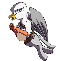 Size: 2814x2856 | Tagged: safe, artist:themodpony, oc, oc only, oc:wagner schönau, griffon, beak, belts, bits, flying, male, money, money bag, pouches, solo, tail, wings