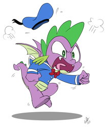 Size: 1000x1214 | Tagged: safe, artist:emositecc, derpibooru import, spike, dragon, angry, donald duck, male, sailor suit, simple background, transparent background, winged spike, wings