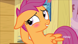 Size: 1280x720 | Tagged: safe, scootaloo, marks and recreation, blushing, cute, cutealoo, solo