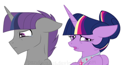 Size: 1024x542 | Tagged: safe, artist:ipandacakes, twilight sparkle, twilight sparkle (alicorn), oc, oc:crescendo, alicorn, pony, unicorn, female, male, mother and child, mother and son, offspring, parent and child, parent:shadow lock, parent:twilight sparkle, parents:twilock, simple background, stallion, transparent background