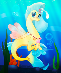 Size: 1063x1280 | Tagged: safe, artist:kavelier, princess skystar, seapony (g4), my little pony: the movie, bubble, smiling, solo, underwater