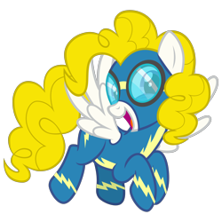 Size: 3000x3000 | Tagged: safe, artist:cheezedoodle96, derpibooru exclusive, surprise, pegasus, pony, g1, .svg available, clothes, female, flying, g1 to g4, generation leap, goggles, looking at you, mare, simple background, solo, svg, transparent background, uniform, vector, wonderbolts, wonderbolts uniform