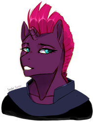 Size: 2000x2635 | Tagged: safe, artist:tenderrgamer, tempest shadow, anthro, my little pony: the movie, bust, portrait, simple background, solo, transparent background