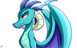 Size: 3250x2030 | Tagged: safe, artist:nexcoyotlgt, dragon lord ember, princess ember, dragon, curved horn, dragoness, female, simple background, smiling, solo, transparent background