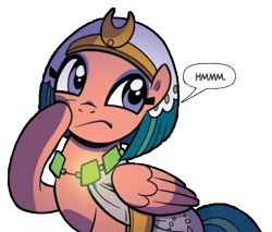 Size: 524x446 | Tagged: safe, artist:brendahickey, edit, idw, somnambula, pony, legends of magic, spoiler:comic, background removed, cute, hmm, simple background, solo, speech bubble, thinking, transparent background