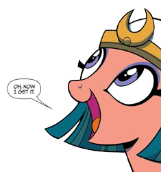 Size: 633x673 | Tagged: safe, artist:brendahickey, edit, idw, somnambula, pegasus, pony, legends of magic, spoiler:comic, spoiler:comiclom5, background removed, bust, cute, female, looking up, mare, open mouth, simple background, smiling, solo, somnambetes, speech bubble, transparent background