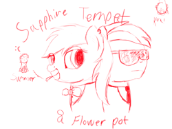 Size: 1280x960 | Tagged: safe, artist:hartenas, derpibooru import, oc, oc:flower pot, oc:sapphire tempest, oc:summer eve, pony, :c, frown, quartet, sketch, smoking, solo