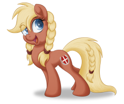 Size: 3059x2563 | Tagged: safe, alternate version, artist:littlehybridshila, oc, oc only, oc:valkyria, earth pony, pony, braid, braided tail, female, mare, simple background, smiling, solo, transparent background