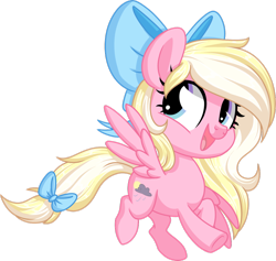 Size: 1024x971 | Tagged: safe, artist:kellythedrawinguni, oc, oc only, oc:bay breeze, pegasus, pony, bow, chibi, cute, female, flying, hair bow, happy, mare, open mouth, simple background, tail bow, transparent background