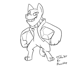 Size: 1200x1082 | Tagged: safe, artist:tsitra360, rover, diamond dog, gem, monochrome, solo