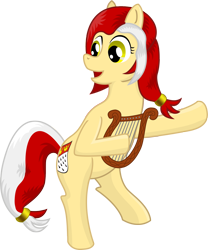 Size: 1254x1506 | Tagged: safe, artist:malte279, oc, oc only, oc:colonia, earth pony, pony, dancing, female, free to use, lyre, mare, simple background, solo, transparent background, vector