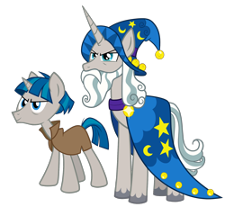 Size: 1800x1656 | Tagged: safe, artist:thecheeseburger, star swirl the bearded, stygian, pony, unicorn, shadow play, hat, male, simple background, stallion, transparent background, vector, wizard, wizard hat