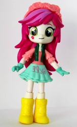 Size: 543x901 | Tagged: safe, artist:whatthehell!?, roseluck, equestria girls, boots, clothes, doll, equestria girls minis, flower, gauntlet, irl, merchandise, photo, shoes, skirt, toy