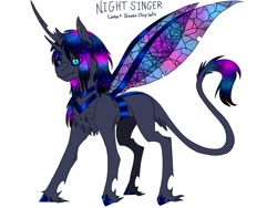 Size: 1024x768 | Tagged: safe, artist:herkidpatrol, oc, oc only, oc:night singer, alicorn, changepony, alicorn oc, magical lesbian spawn, offspring, parent:princess luna, parent:queen chrysalis, parents:chrysaluna, solo