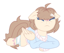 Size: 1024x845 | Tagged: safe, artist:airymarshmallow, derpibooru import, oc, oc only, pegasus, pony, clothes, eyes closed, female, floppy ears, mare, prone, simple background, solo, sweater, transparent background