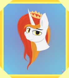 Size: 800x900 | Tagged: safe, oc, oc only, oc:king phoenix, pony, unicorn, bust, crown, frame, jewelry, regalia, simple background, solo