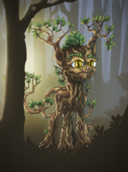 Size: 1600x2134 | Tagged: safe, artist:helmie-art, pony, crossover, ent, forest, lord of the rings, male, ponified, solo, stallion, tree, treebeard