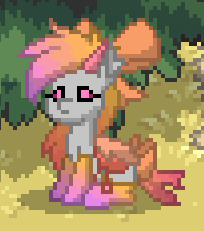 Size: 204x231 | Tagged: safe, artist:changelingtrash, screencap, oc, oc only, oc:orяo, changeling, clothes, grass, pony town, ribbon, sitting, solo, tree