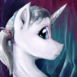 Size: 1000x1000 | Tagged: safe, artist:testostepone, oc, oc only, oc:adelind, dracony, hybrid, bust, dragonnel, looking at you, painting, portrait