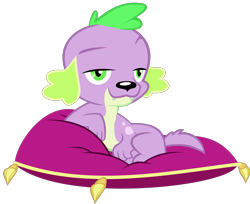 Size: 2271x1857 | Tagged: safe, alternate version, artist:red4567, spike, spike the regular dog, dog, eqg summertime shorts, equestria girls, pet project, looking at you, missing accessory, nudity, pillow, simple background, solo, stupid sexy spike, transparent background, vector