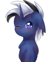 Size: 4500x5000 | Tagged: safe, artist:shimayaeiko, oc, oc only, oc:shabaco, unicorn, absurd resolution, bust, male, one eye closed, sad, simple background, solo, transparent background, ych result