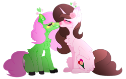 Size: 1024x645 | Tagged: safe, artist:leanne264, derpibooru import, oc, oc only, earth pony, pony, unicorn, female, lesbian, mare, nuzzling, simple background, transparent background