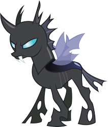 Size: 2335x2756 | Tagged: safe, artist:duskthebatpack, derpibooru import, oc, oc only, oc:turquoise wave, changeling, fangs, male, simple background, solo, standing, transparent background, vector, wings