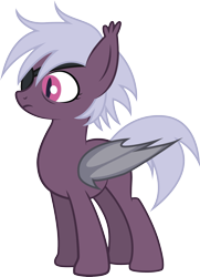 Size: 2150x2972 | Tagged: safe, artist:duskthebatpack, derpibooru import, oc, oc only, oc:vigilant heart, bat pony, pony, bat wings, ear fluff, eyepatch, female, folded wings, mare, show accurate, simple background, slit eyes, solo, standing, transparent background, vector